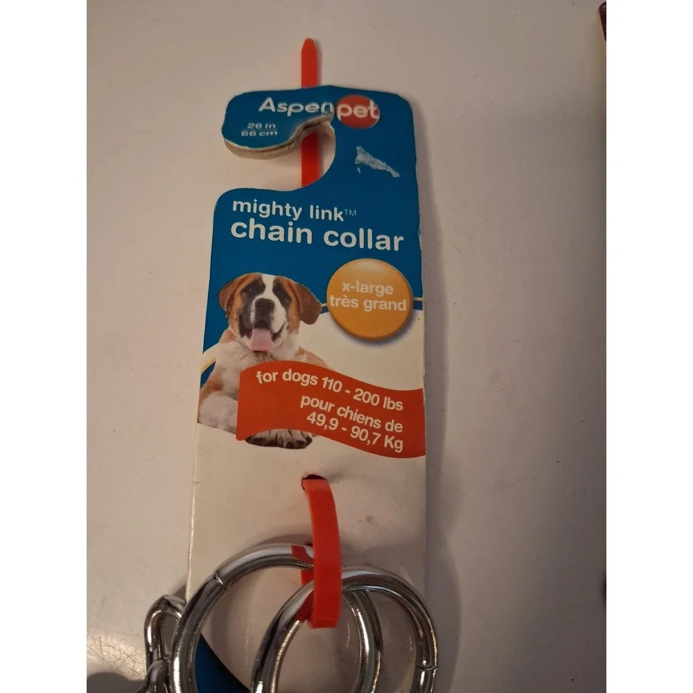 2 Aspen Pet Mighty Link & Good2Go Metal Chain Dog Training Collar L/XL 24